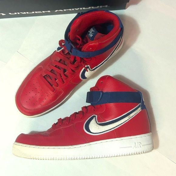 Air Force 1 High 3D Chenille Swoosh Red White Blue - Size 13 Men’s - Picture 2 of 5